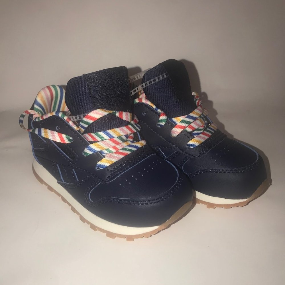 Reebok Classic Leather Navy Gum Kids Infant Toddle